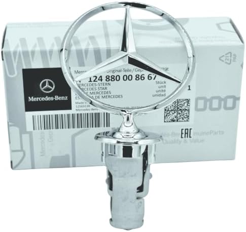 Mercedes Benz Genuine Vehicle Hood Star Emblem Badge (124-880-00-86-67, Chrome)