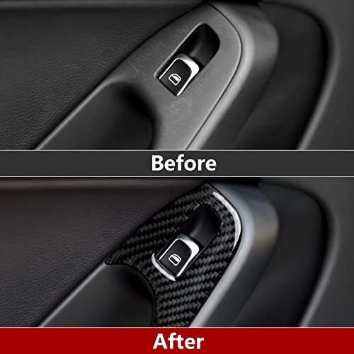 Car Window Lift Switch Control Decals for Audi A4 2009-2016 / S4 2010-2016 / RS4 2012-2015 Accessories Carbon Fiber Interior Stickers, Style B