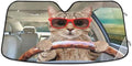 Fun Cute Cat Driving Car Windshield Sun Shade Foldable UV Ray Sun Visor Protector Sunshade to Keep Your Vehicle Cool (55" x 27.6")