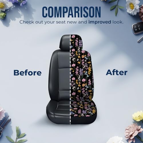 GENANY Floral Car Seat Covers, 2-Piece Front Seat Set