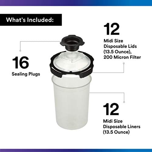 3M PPS Series 2.0 Paint Spray Gun System Refill Kit with Lids and Liners, 26171, Midi, 13.5 oz, 200-micron Filter, Use for Cars, Furniture, Home, 12 Disposable Lids, 12 Liners and 16 Sealing Plugs - Image 2