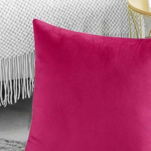 VAKADO Hot Pink Throw Pillow Covers Velvet Decorative Cushion Cases Cozy Soft Solid Square Home Decor for Car Couch Sofa Bedroom Office 18"x18" Set of 2 - Image 3