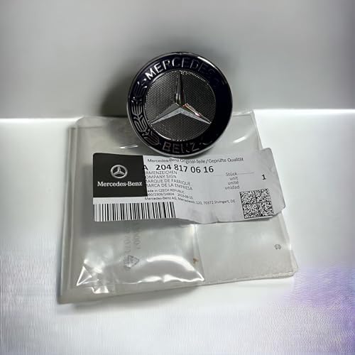 Mercedes Benz Genuine Vehicle Hood Star Emblem Badge (204-817-06-16, Chrome and Blue Laurel Wreath)