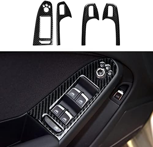 Car Window Lift Switch Control Decals for Audi A4 2009-2016 / S4 2010-2016 / RS4 2012-2015 Accessories Carbon Fiber Stickers, Style A