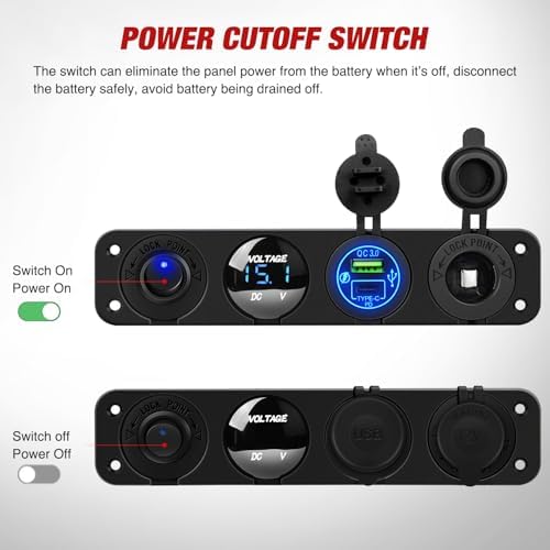 Nilight 4 in 1 ON/Off Charger Socket Panel Rocker Toggle Switch