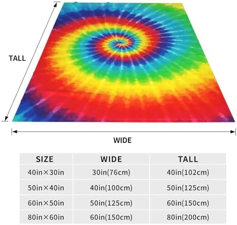 Tie Dye Rainbow Throw Blanket Flannel Fleece Autumn Lightweight Soft Fuzzy Cozy Blanket for Couch Bed Fall Decor Travel Blankets Holiday Kids Adult 60"x50" - Image 6