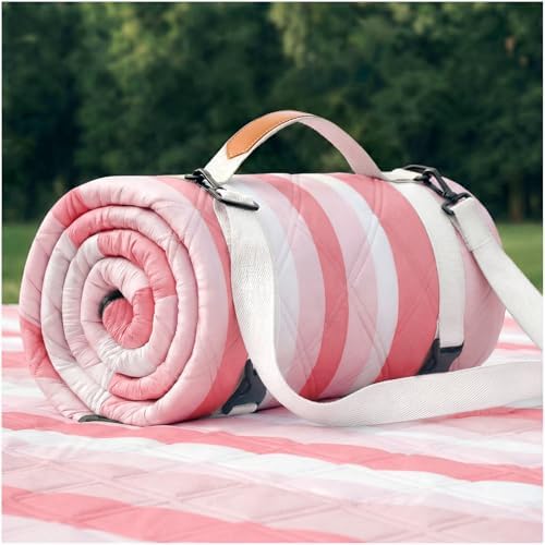 RYCHIC Waterproof Beach Blanket Picnic Outdoor Mat Rug Extra Large Foldable Big Cute Camping Gear Travel Accessories Gift Park Patio Lawn Garden Grass Ground Play Music Festival Concert Essential Pink by RYCHIC