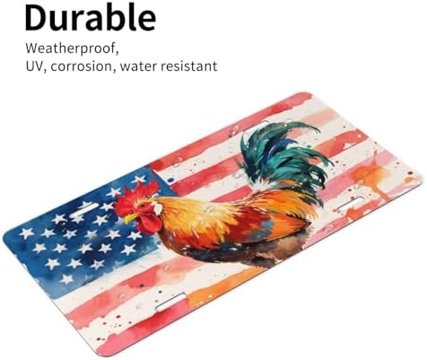 Rooster American Flag Front License Plate 6" * 12" for Women