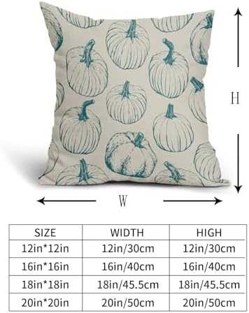 Teal Pumpkin Fall Pillow Covers 22x22 Set of 2 Autumn Themed Thanksgiving Harvest Print Decorative Throw Pillows Outdoor Farmhouse Pillowcases Cushion Case Seasonal Decor for Couch Sofa Bed - Image 5