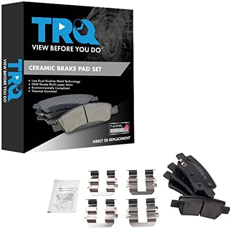 TRQ Rear Brake Pads Ceramic Hardware Wear Sensor