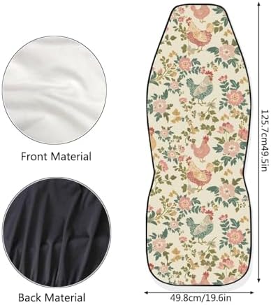 Talayituse Rooster Chicken Flower Print Car Seat Cover Front Seats Only Full Set of 2, Universal Bucket High Back Car Front Seat Covers