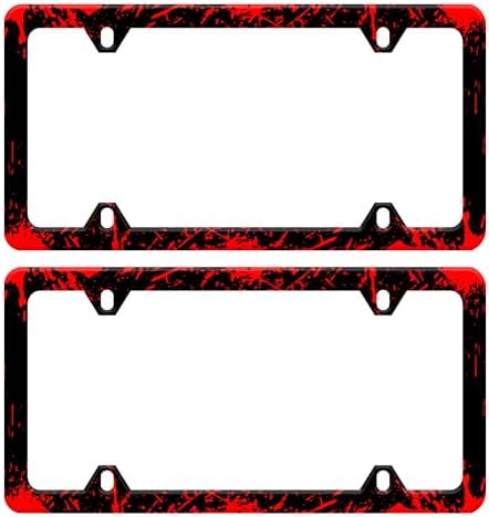 2pcs Blood Splattered License Plate Frame Stainless Steel Car Parts 6x12 in