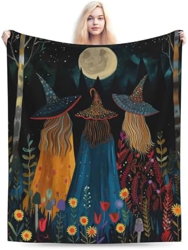 Witch Blanket for Women, Gifts for Girls, Magical Forest Witchy Halloween Blankets for Kids, Soft Cozy Lightweight Throw for Bed Sofa Home Travel Room Decor, 50x60 Inch by Unknown