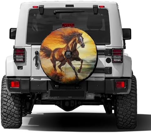 Delerain Spare Tire Cover with Backup Camera Hole Brown Horse Wheel Covers Sun Protection Waterproof for Jeep Truck RV Trailer SUV and Many Vehicle (14 Inch for Diameter 23"-27") by Delerain