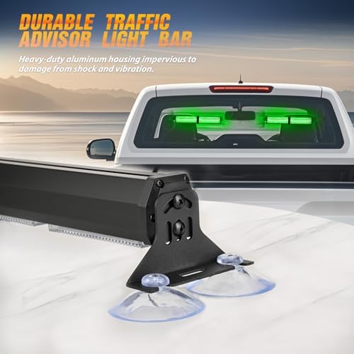 Nilight 40LED Green Emergency Strobe Traffic Advisor Light Bar with Suction Cups Dash Safety Warning Hazard Flashing Lights Interior Front/Rear Windshield for Trucks Construction Vehicles