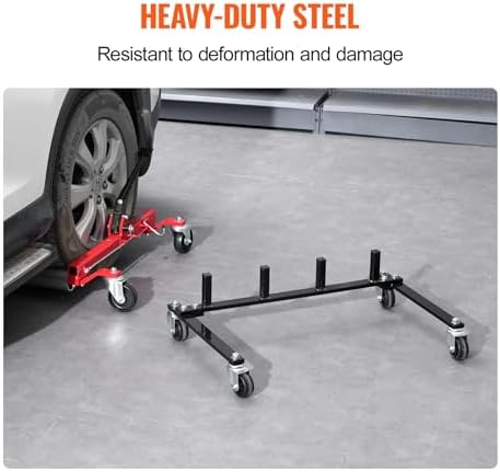VEVOR Car Dolly Rack, Storage Rack with 360° Rotatable Wheels, Hydraulic Ratchet Trolley Jack Stand Organizer, Jack Stands Holder Storage Rack, 4-Dolly Capacity, Compatible with Most Dollies - Image 6