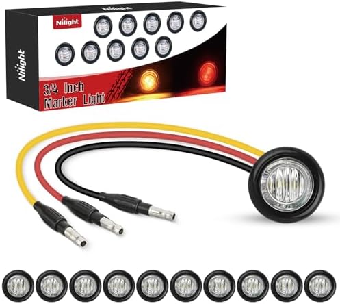 Nilight 3/4 Inch Dual Color Marker Light Amber Turn Red Clearance Lights