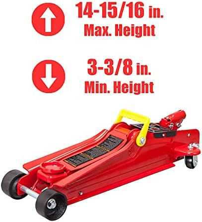 Big RED 2.5 Ton Hydraulic Low Profile Trolley Service/Floor Jack with Single Piston Quick Lift Pump, Lifting Range 3.3" -14.9" for Most Cars, Trucks, and SUVs - Image 2