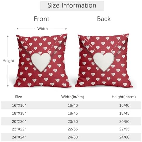 Valentines Day Pillow Covers 22x22 Set of 2 White Red Heart Throw Pillow Covers Love Pillowcase Linen Decoration Farmhouse Holiday Cozy Soft Cushion Case Couch for Indoor Outdoor Home Decor - Image 4