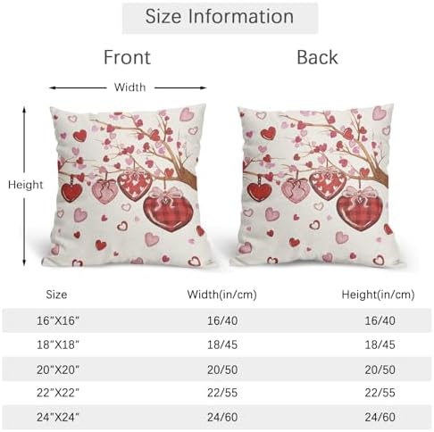 Valentines Day Pillow Covers 16x16 Set of 2 Love Throw Pillow Covers Red Heart Pillowcase Linen Decoration Farmhouse Holiday Cozy Soft Cushion Case Couch for Indoor Outdoor Home Decor - Image 4