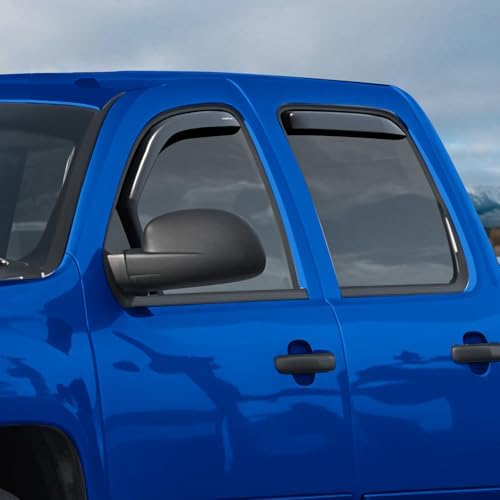 Goodyear Shatterproof in-Channel Window Deflectors for Trucks Chevrolet (Chevy) Silverado/GMC Sierra 2007-2013 Crew Cab, Rain Guards, Window Visors, Vent Deflector, Truck Accessories, 4 pcs- GY003400