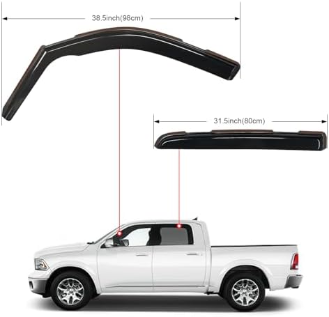 Nilight in-Channel Rain Guards for Dodge Ram 1500 Crew Cab 2019-2026, 4PCS