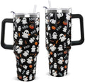 Halloween Tumbler with Handle 40oz Cute Ghost Pumpkin Coffee Travel Mug Stainless Steel Insulated Cups Halloween Trick or Treat Dark Aesthetics Decor Gifts by Unknown