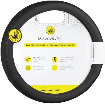 Body Glove 22-1-97505-9 Smoothie Steering Wheel Cover, Easy Installation, Hyperflex Core Technology, Fits Most Vehicles