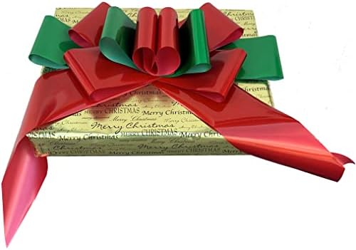 Red & Green Car Bow Ribbon - 25" Wide, Fully Assembled, Christmas, Large Gift Decoration, Retail Display, Birthday, Fundraiser, School, Classroom, Office, Party - Image 2