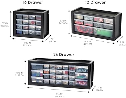 IRIS USA 26-Drawer Teacher Toolbox, 2 Pack, Craft Storage Drawers, Black - Image 4