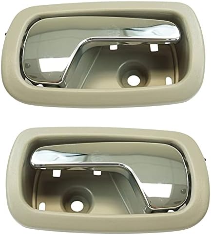 TRQ Door Handle Rear Inner Inside Gray & Chrome Pair Set