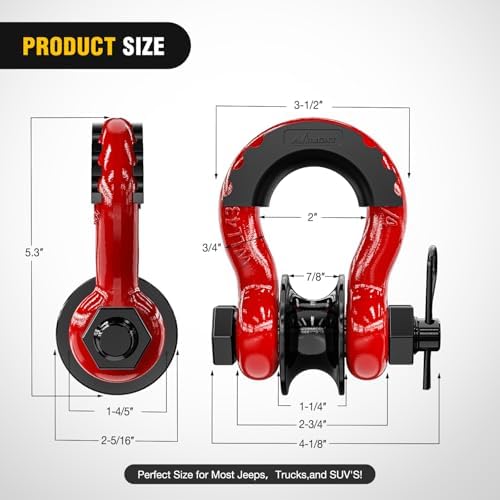 Nilight 3/4" D-Ring Shackle with Snatch Block, Heavy Duty Recovery Set