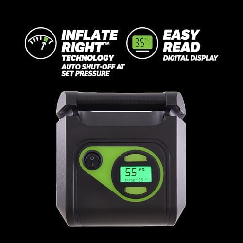 Slime 40052 Tire Inflator, Portable Car and Home Plug, SUV, 4x4 Air Compressor, Inflate Right automatic shut off, with Digital 99 psi Display, Dual Cord Storage, LED Light, 12V, 120V, 6 min inflation - Image 6