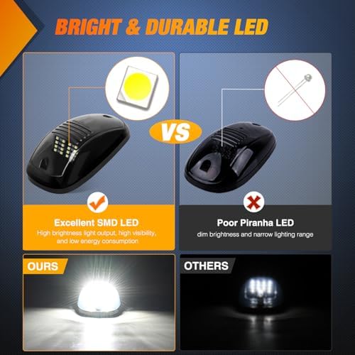 Nilight Cab Roof Marker Light 5 PCS 16 LED Smoked Lens White Top Lights