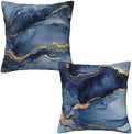 Marble Blue and Gold Throw Pillow Covers 18x18 inch Set of 2 Abstract Texture Pillow Case Cushion Cover for Home Sofa Couch Living Room Car Decor by Mshutbna