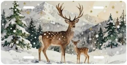 Deer Snow Front License Plate Car Decorative License Plates
