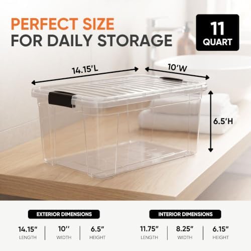 Superio 11 Quart Clear Plastic Storage Boxes with Lids, Stackable Organizer Containers, BPA-Free Storage Bins for Home, Office, School & Dorm, 6 Pack - Image 3