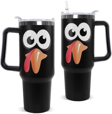 Thanksgiving Tumbler 40 oz Fall Cup Funny Turkey Coffee Travel Mug Stainless Steel Insulated Cups Fall Water Bottle Thanksgiving Decor Gifts for Women by Unknown