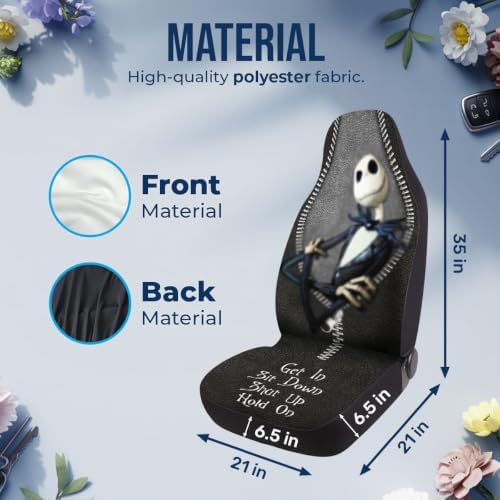 GENANY Gothic Skeleton Suit Car Seat Covers, 2-Piece Front Seat Set