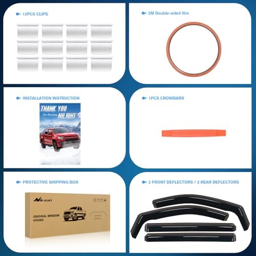 Nilight in-Channel Window Visors for Dodge Grand Caravan 2008-2023, 4PCS
