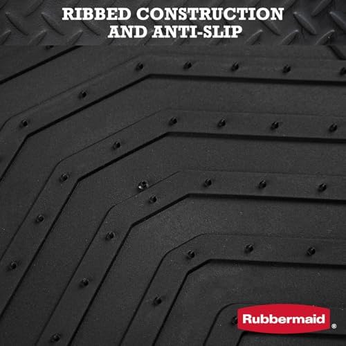 Rubbermaid Car Floor Mat, Heavy Duty All-Weather Car Mats Full Set with Dual-Tone Sliver Aluminum Inserts – Universal Fit, Anti-Slip Backing, Trim-to-Fit for Most SUV, Sedan, Van
