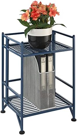 Convenience Concepts Xtra Storage Shelves - 2 Tier Folding Metal Organizer Shelf for Office, Closet, Laundry Room, Garage, Kitchen, Bathroom, & Bedroom, No Tools Assembly, Cobalt Blue - Image 4