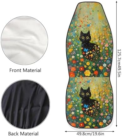 Talayituse Cat Butterfly Flower Print Car Seat Cover Front Seats Only Full Set of 2, Universal Bucket High Back Car Front Seat Covers