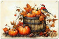 Fall Sign Pumpkin Vintage Tin Sign Happy Thanksgiving 8x12Inch by Unknown