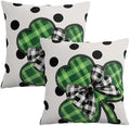 Sweetshow St. Patrick's Day Pillow Covers 12x12 Inches Polka Dots Lucky Green Shamrock Throw Pillow Case Set of 2 Irish Pillows Cotton Linen Cushion Cover for Home Couch Sofa Livingroom by Sweetshow