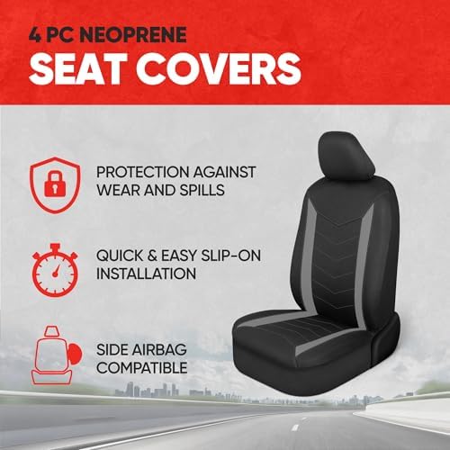 Motor Trend SpillGuard Seat Covers for Cars Trucks SUV – Gray Seat Covers with Waterproof Neoprene Lining, Automotive Car Seat Covers for Front Seats Only, Forros Para Asientos de Carro