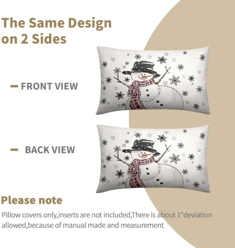 Sweetshow Winter Black Snowman Pillow Covers Set of 2 Linen 20x12 Inches - Image 4