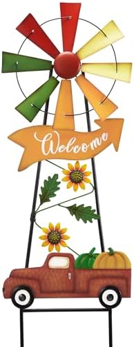 TERESA'S COLLECTIONS Fall Outdoor Decor Metal Wind Spinner Garden Stake 26" by TERESASCOLLECTIONS