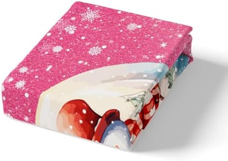 Cute Snowman Kids Duvet Cover Set Queen Size,Merry Christmas Happy New Year Bedding Set,Girls Boys Adults Room Decor,Snowflake Pine Trees Xmas Comforter Cover,Pink Romantic Quilt Cover,2 Pillowcases - Image 4