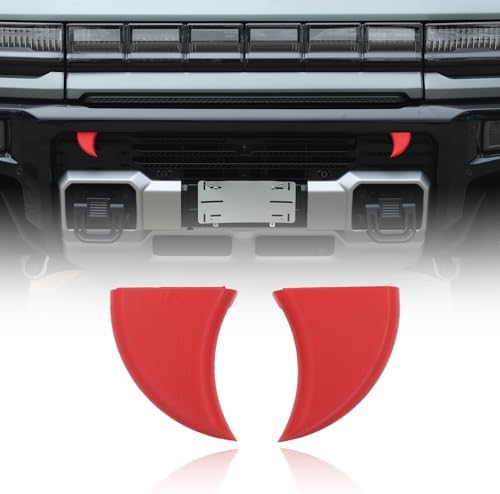 Front Bumper Car Fangs Teeth Decor Accessories Compatible with Hummer EV SUV/SUT Pickup Truck 2024 2025 2026+ DIY Your Car A Pair (Red)
